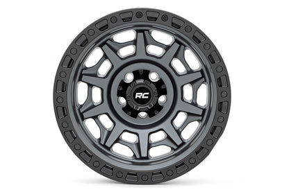 85 Series Wheel Simulated Beadlock Gunmetal Gray/Black 17x9 5x5 -12mm Rough Country-2