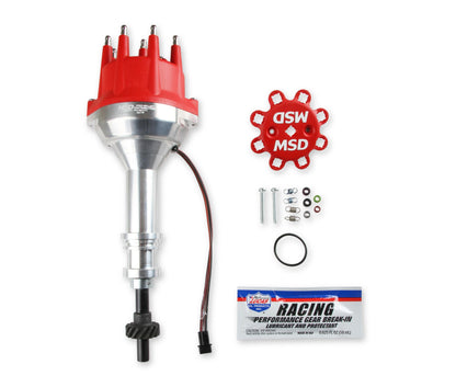 Distributor Ford 351C-460, Pro Billet, Small Cap, Steel Gear 'S Pro-Billet Small Diameter Distributor W/Red Cap And Steel Gear, Fits 351C, 351M, 400, 429, 460 With Iron Gear. Must Be Used With An 6, 7 Or 8-Series MSD Ignition