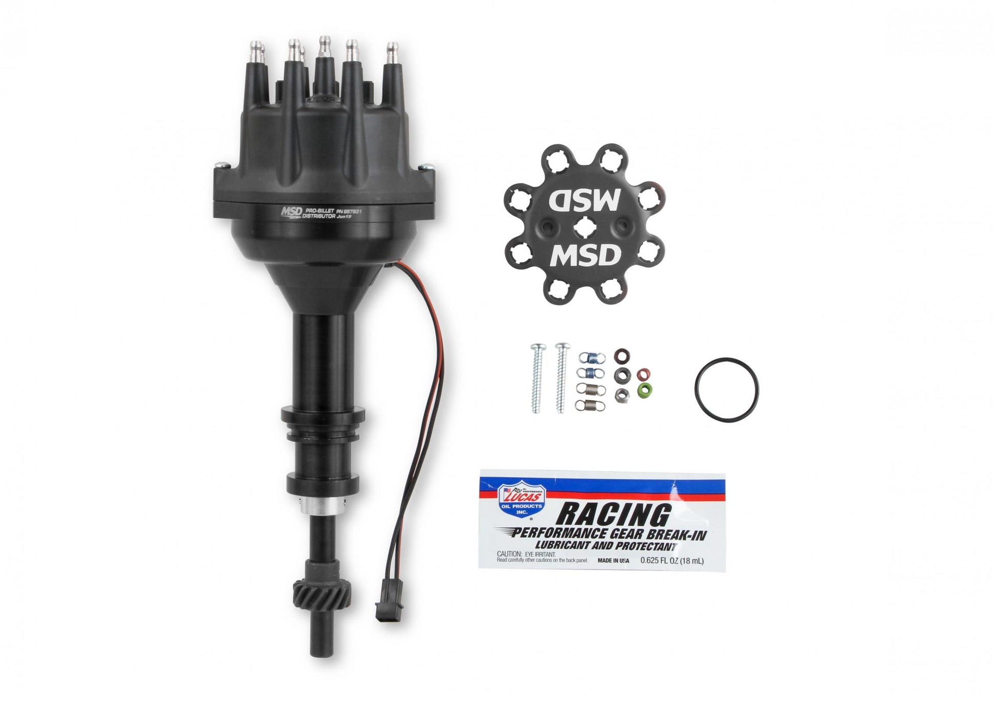 Black Distributor, Ford 351W, Pro-Billet W/Steel Gear 'S Black Small Diameter Distributor W/Black Cap And Steel Gear, Requires The Use Of 6, 7, 8 Series MSD Ignition