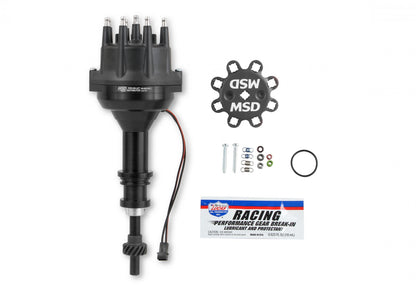 Black Distributor, Ford 351W, Pro-Billet W/Steel Gear 'S Black Small Diameter Distributor W/Black Cap And Steel Gear, Requires The Use Of 6, 7, 8 Series MSD Ignition