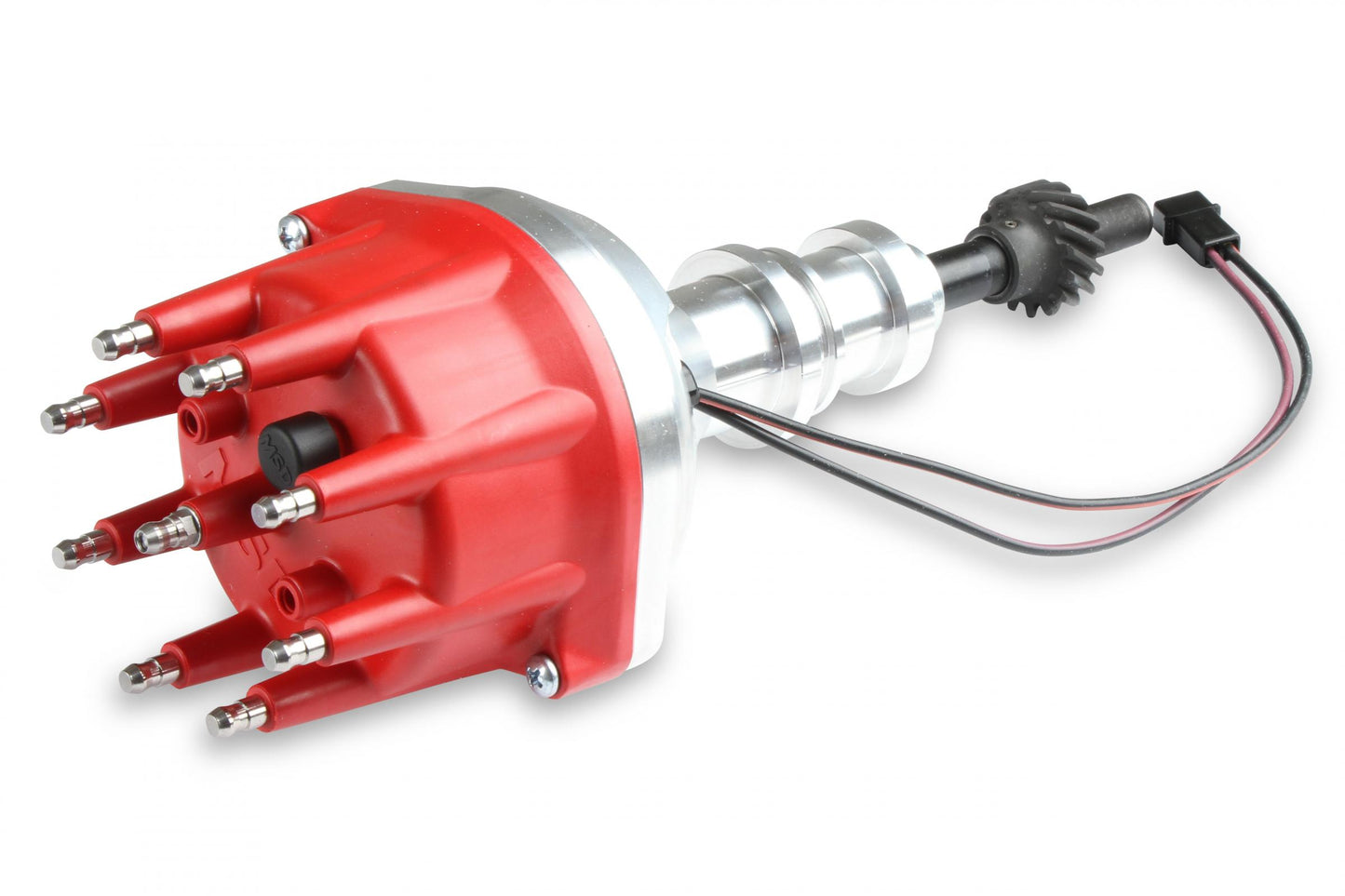 Distributor, Ford 351W/Steel Gear/Holley Hi-Ram 'S Pro-Billet Small Diameter Distributor W/Red Cap And Steel Gear, Requires The Use Of 6, 7, 8 Series And Designed To Fit Holley 351W Hi-Ram Carburetor Intake Manifolds MSD Ignition-2