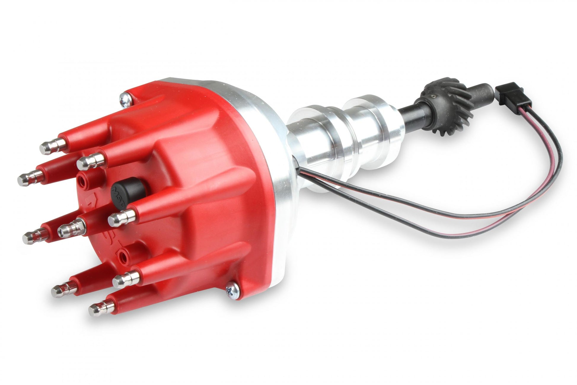 Distributor, Ford 351W/Steel Gear/Holley Hi-Ram 'S Pro-Billet Small Diameter Distributor W/Red Cap And Steel Gear, Requires The Use Of 6, 7, 8 Series And Designed To Fit Holley 351W Hi-Ram Carburetor Intake Manifolds MSD Ignition-2