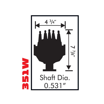 Ford 351W Small Diameter Pro-Billet Distributor Small Diameter Distributor For 351W, Includes Iron Gear. Must Be Used With An 6, 7 Or 8-Series MSD Ignition-5
