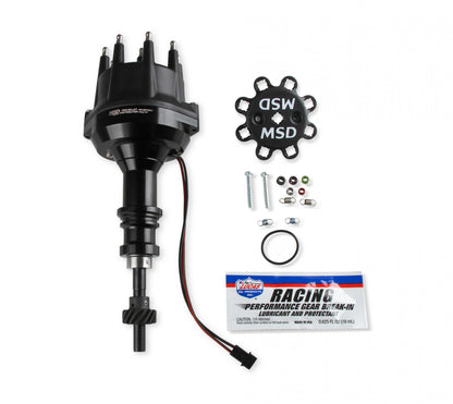 Black Distributor Ford 289-302, Pro Billet, Small Cap, Steel Gear 'S Black Small Diameter Distributor W/Steel Gear, Requires The Use Of 6, 7, 8 Series MSD Ignition