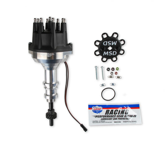 Distributor Ford 289-302, Pro Billet, Small Black Cap, Steel Gear 'S Pro-Billet Small Diameter Distributor W/Black Cap And Steel Gear, Requires The Use Of 6, 7, 8 Series MSD Ignition