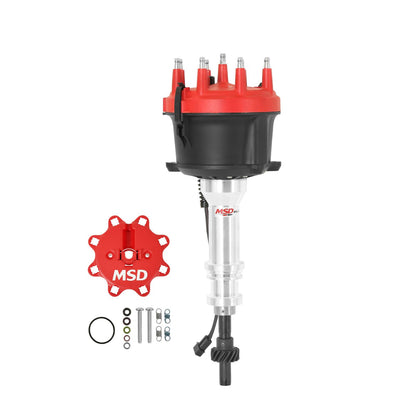 Ford 351W W/Edelbrock Victor Jr Billet Distributor For Use With Edelbrock Victor Jr. Intake Manifold, Includes Iron Gear MSD Ignition
