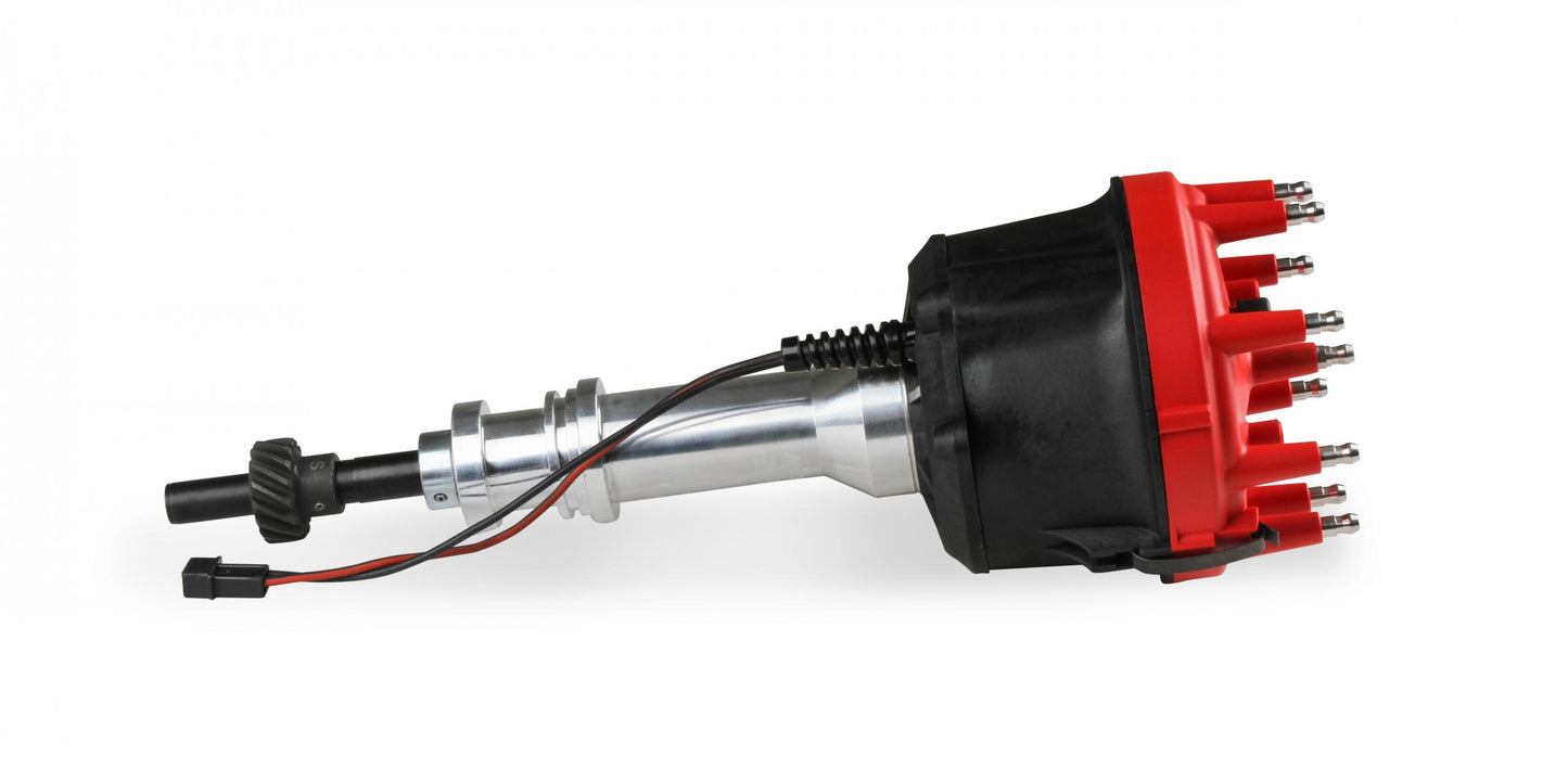 Distributor, Billet Ford 351W, For Edelbrock Victor Jr, W/Steel Gear 'S Billet Distributor For Use With Edelbrock Victor Jr. Intake Manifold, W/Steel Gear. Requires The Use Of 6, 7, 8 Series MSD Ignition-6