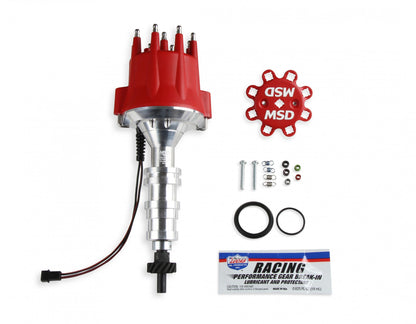 Distributor Ford Fe, Steel Gear 'S Pro-Billet Distributor W/Red Cap And Steel Gear, Requires The Use Of 6, 7, 8 Series MSD Ignition
