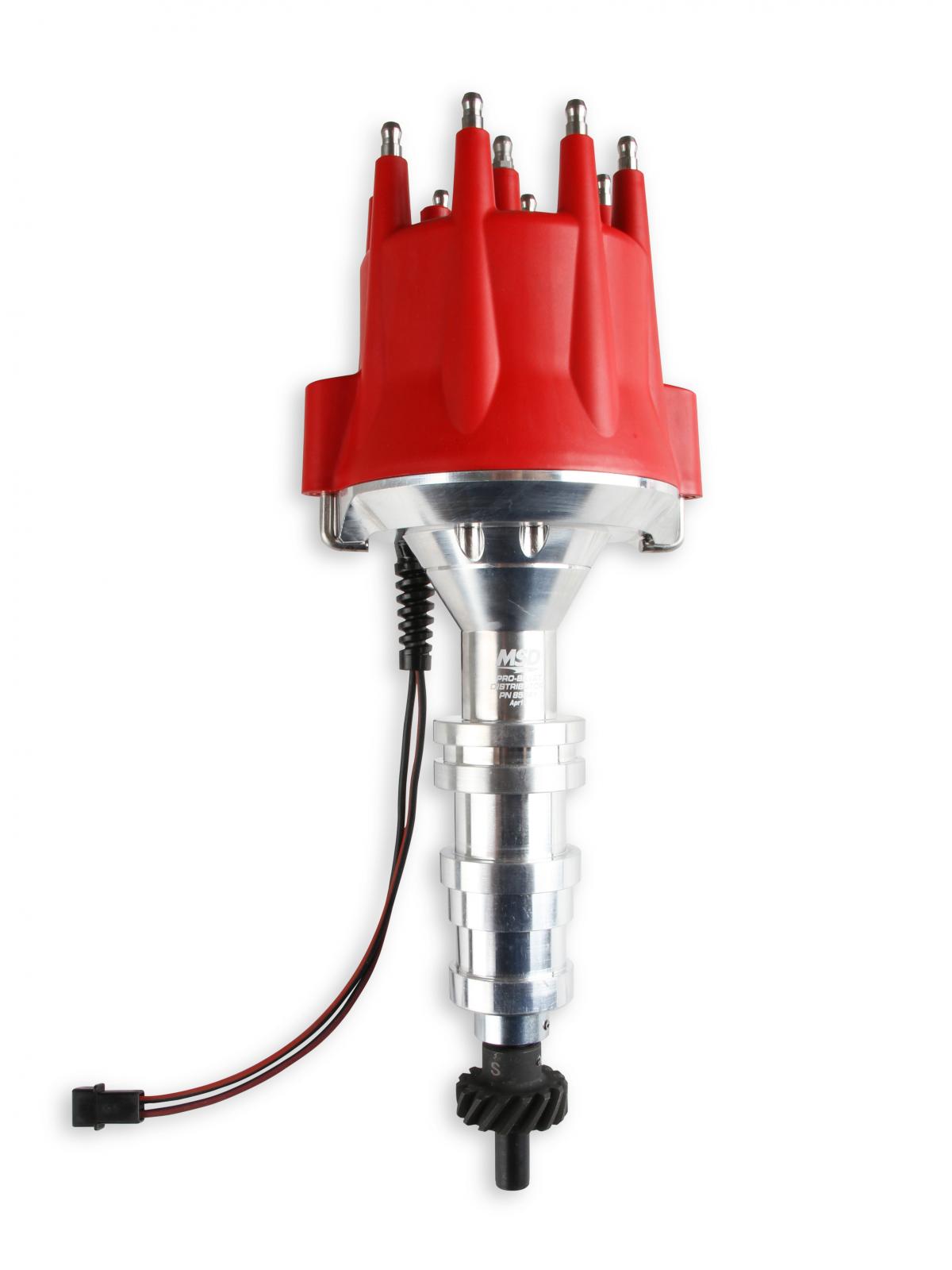 Distributor Ford Fe, Steel Gear 'S Pro-Billet Distributor W/Red Cap And Steel Gear, Requires The Use Of 6, 7, 8 Series MSD Ignition-6