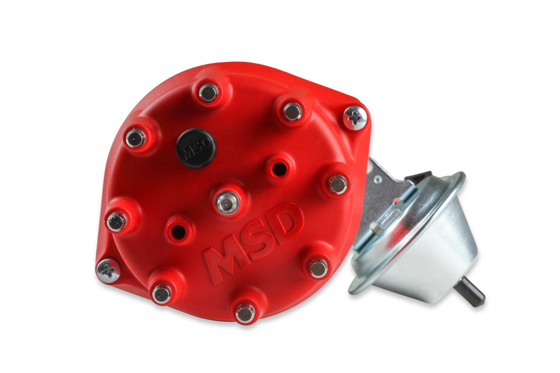 Distributor, Ford Fe, Ready-To-Run, Steel Gear 'S Pro-Billet Distributor With Small Diameter Red Cap And Ready To Run W/Vacuum Advance And Steel Gear, No Box Needed MSD Ignition-17
