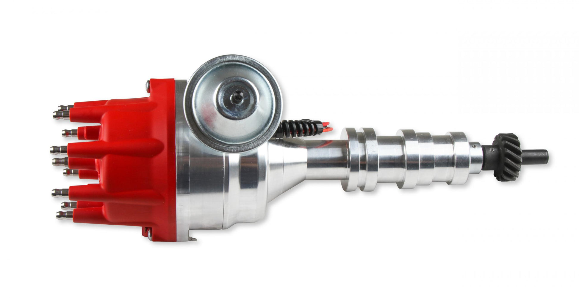 Distributor, Ford Fe, Ready-To-Run, Steel Gear 'S Pro-Billet Distributor With Small Diameter Red Cap And Ready To Run W/Vacuum Advance And Steel Gear, No Box Needed MSD Ignition-19