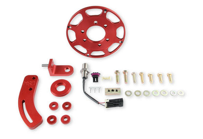 Crank Trigger Wheel Kit Flying Magnet Hall-Effect Sbc 7 In. Small Block Chevy Crank Trigger Kit 7 In. Wheel/Hall-Effect Sensor/Adjustable Timing Pointer Red MSD Ignition