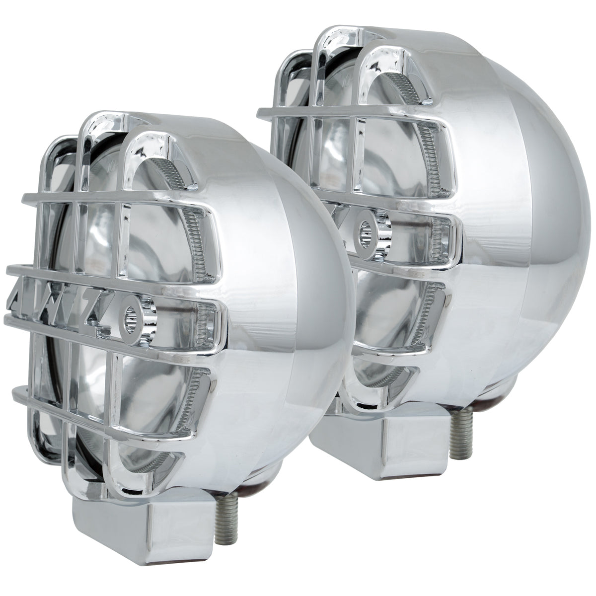 HID Off Road Light Round 6 In Chrome W/Lens Protector Pair Weather Resistant Housing AnzoUSA