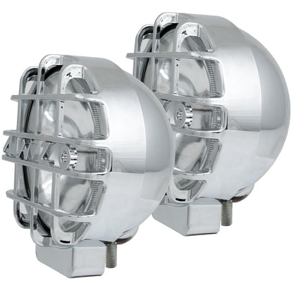 HID Off Road Light Round 6 In Chrome W/Lens Protector Pair Weather Resistant Housing AnzoUSA