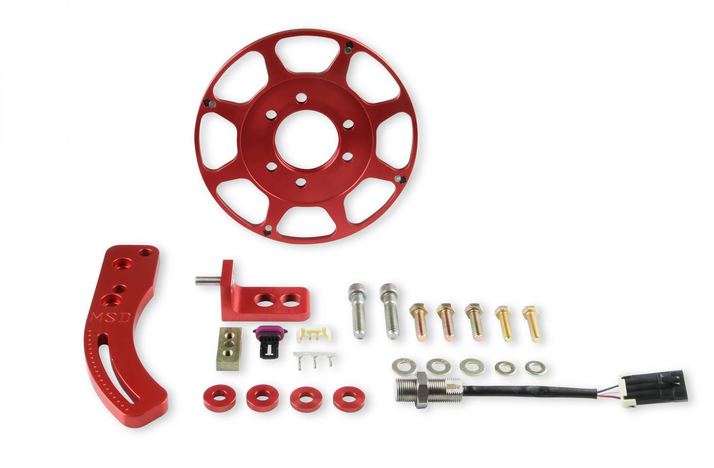 Crank Trigger Wheel Kit Flying Magnet Hall-Effect Bbc 8 In. Big Block Chevy Crank Trigger Kit 8 In. Wheel/Hall-Effect Sensor/Adjustable Timing Pointer Red MSD Ignition