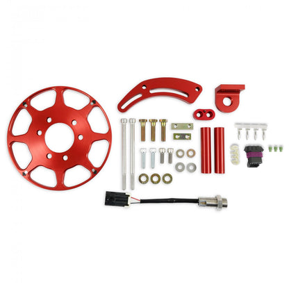 Crank Trigger Kit Flying Magnet Hall-Effect LS Gen Iii/Iv 8.00 In. Small Block Chevrolet Gen Iii/Iv Adjustable Timing Pointer Red MSD Ignition-2