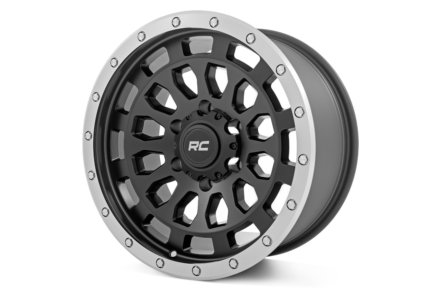 Rough Country 87 Series Wheel Simulated Beadlock Black/Machined 17x8.5 6x5.5 +0mm Rough Country