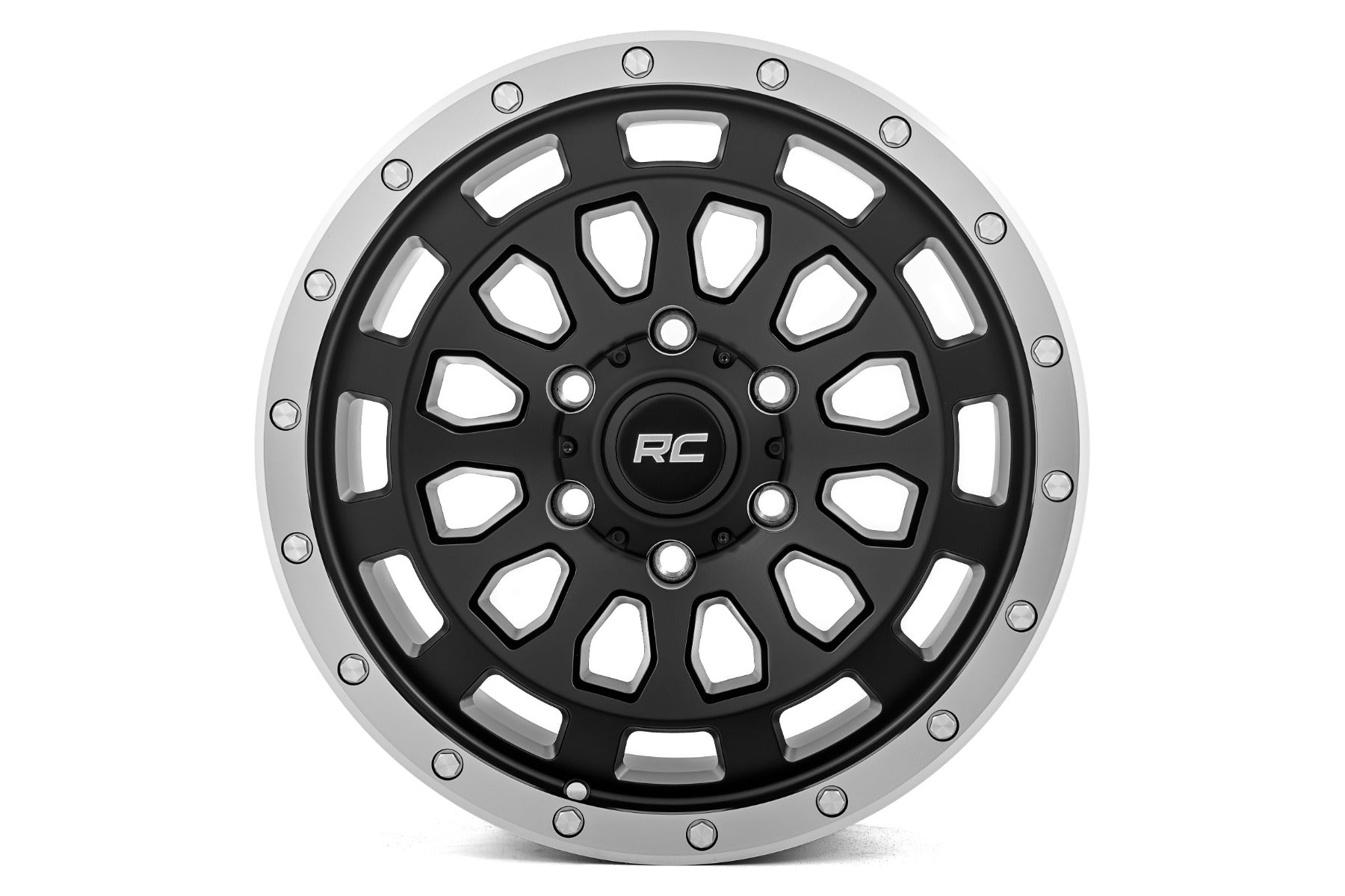 Rough Country 87 Series Wheel Simulated Beadlock Black/Machined 17x8.5 6x5.5 +0mm Rough Country