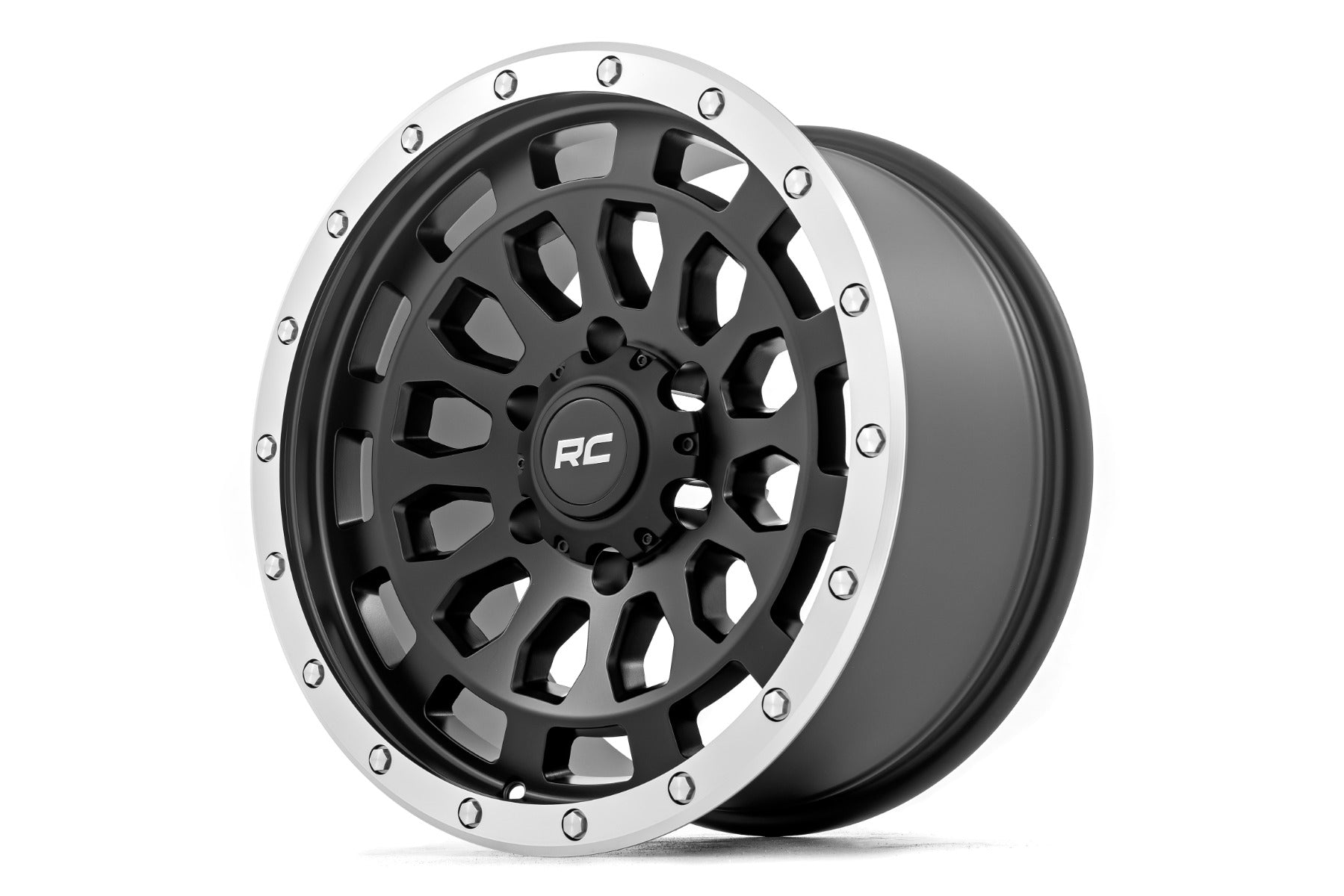 Rough Country 87 Series Wheel Simulated Beadlock Black/Machined 17x8.5 6x5.5 +0mm Rough Country