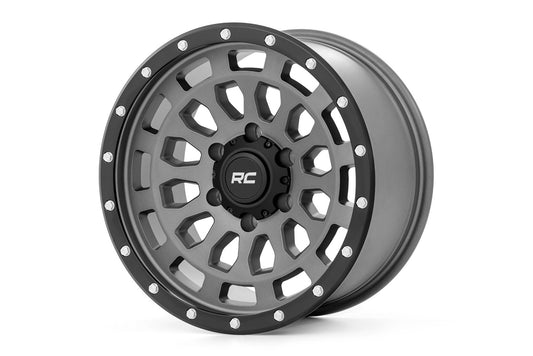 Rough Country 87 Series Wheel Simulated Beadlock Gray/Black 17x8.5 6x5.5 +0mm Rough Country