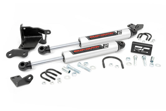 V2 Steering Stabilizer Dual 2.5-8 Inch Lift Jeep Gladiator JT/Wrangler JL (18-26) Rough Country