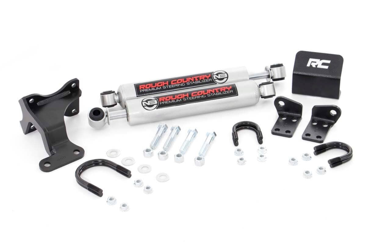 N3 Steering Stabilizer Dual 2-8 Inch Lift Jeep Wrangler JK/Wrangler Unlimited (07-18) Rough Country-4