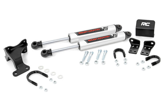 V2 Steering Stabilizer Dual 2-8 Inch Lift Jeep Wrangler JK/Wrangler Unlimited (07-18) Rough Country