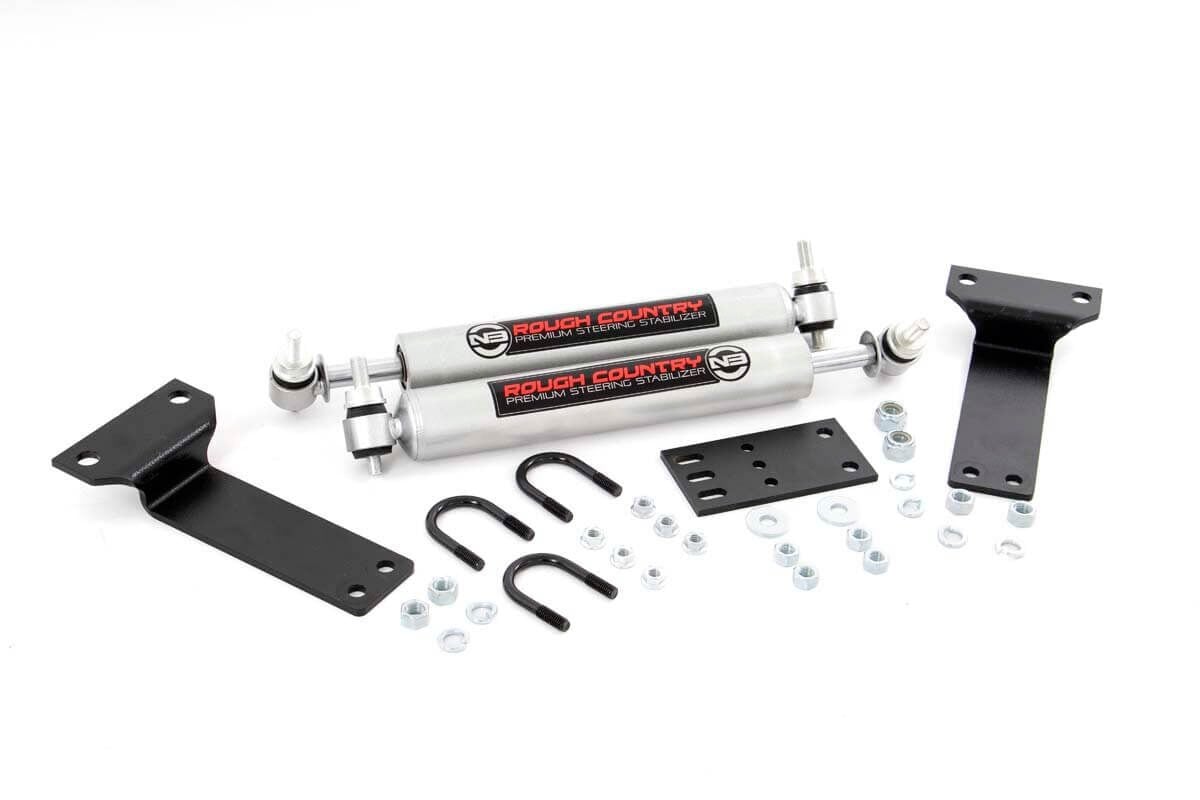 N3 Steering Stabilizer Dual 2-8 Inch Lift Ford Excursion (00-05)/Super Duty (99-04) Rough Country-1