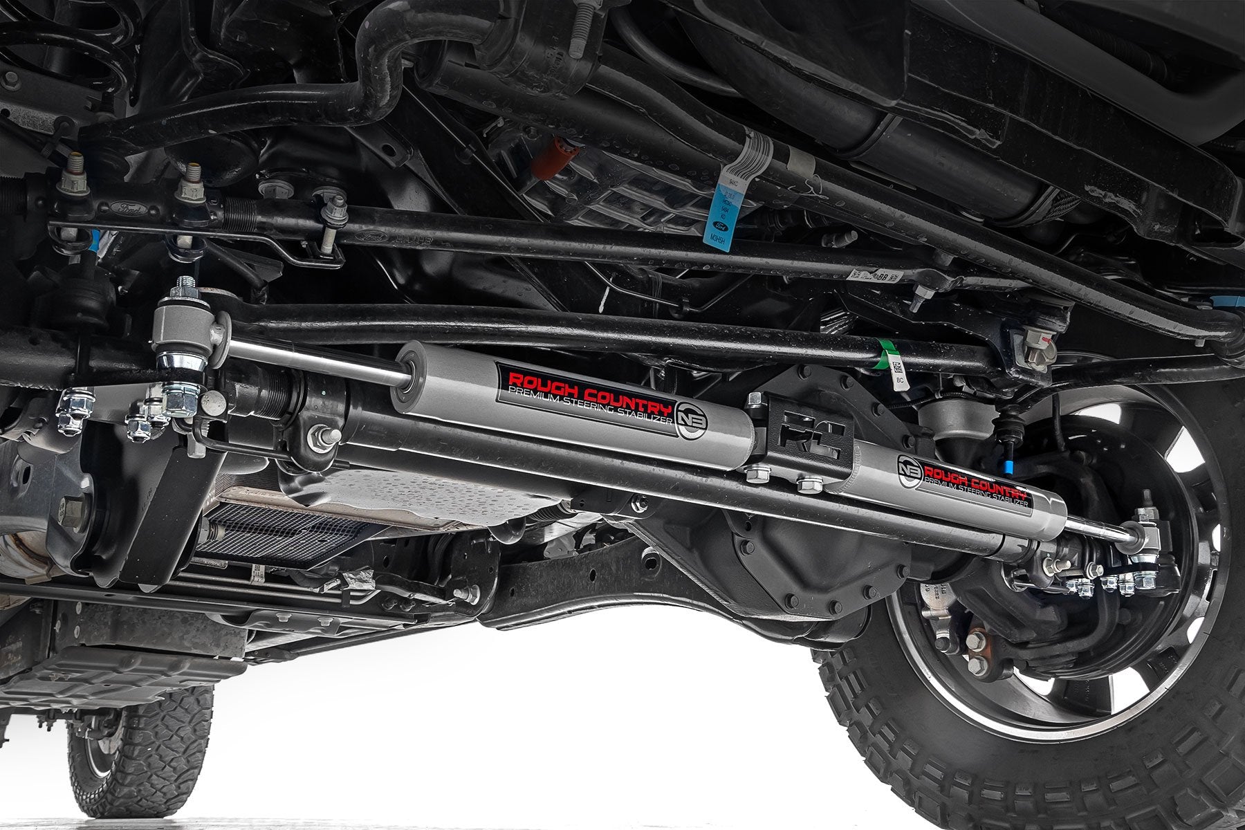 N3 Steering Stabilizer Dual 2-8 Inch Lift Ford F-250/F-350 Super Duty (05-24) Rough Country-2