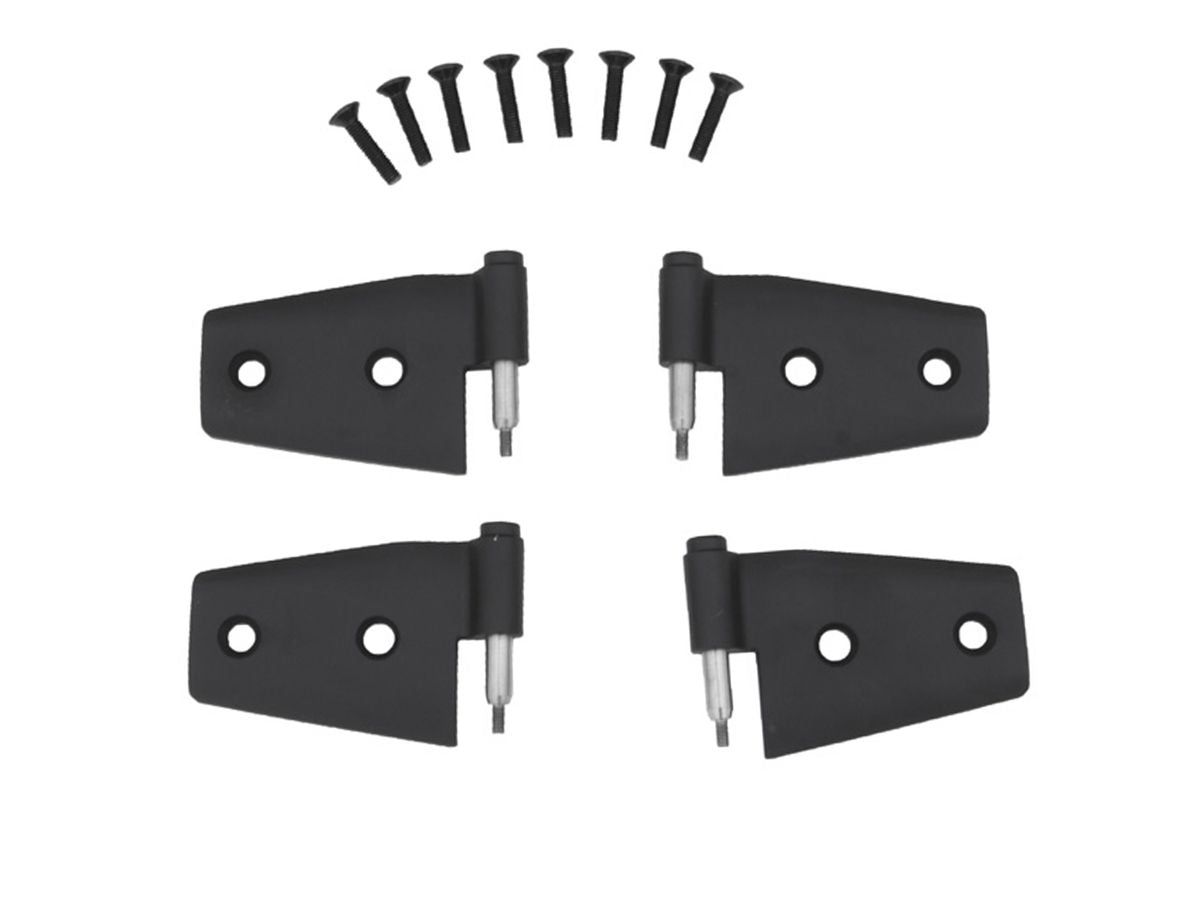 Door Hinge, 4 Piece for 2007-2018 Jeep Wrangler JK and JK Unlimited, Black Rampage
