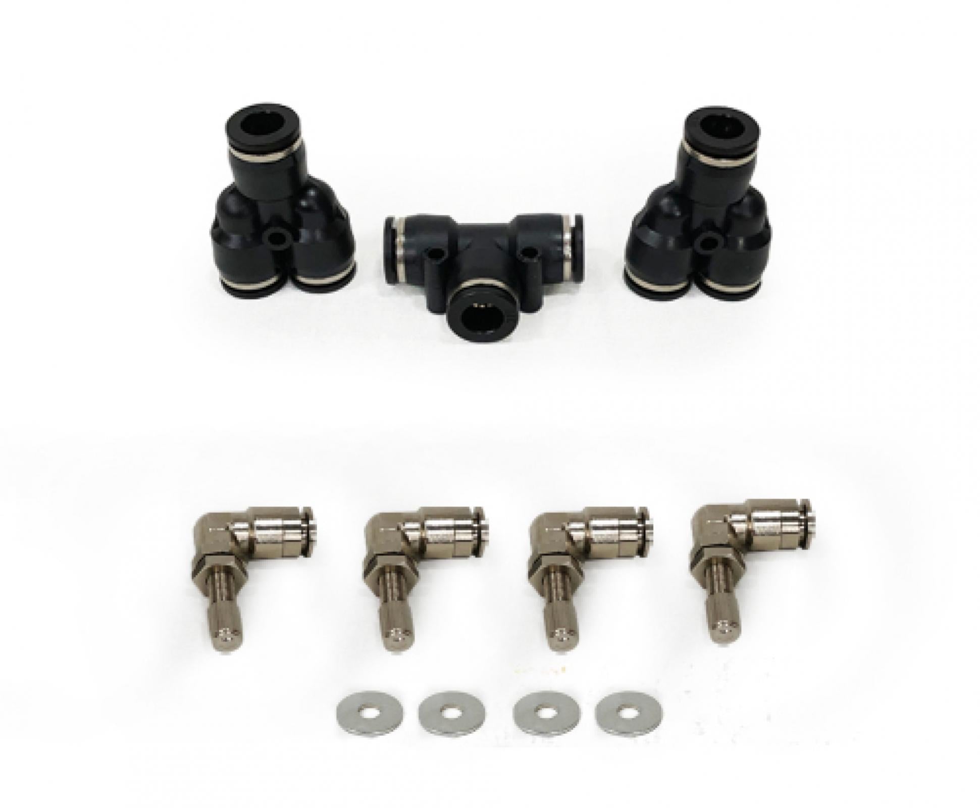 Tire Inflator System 4 Tire Universal With Box, Fittings, Hoses and Storage Bag Black Up Down Air-4