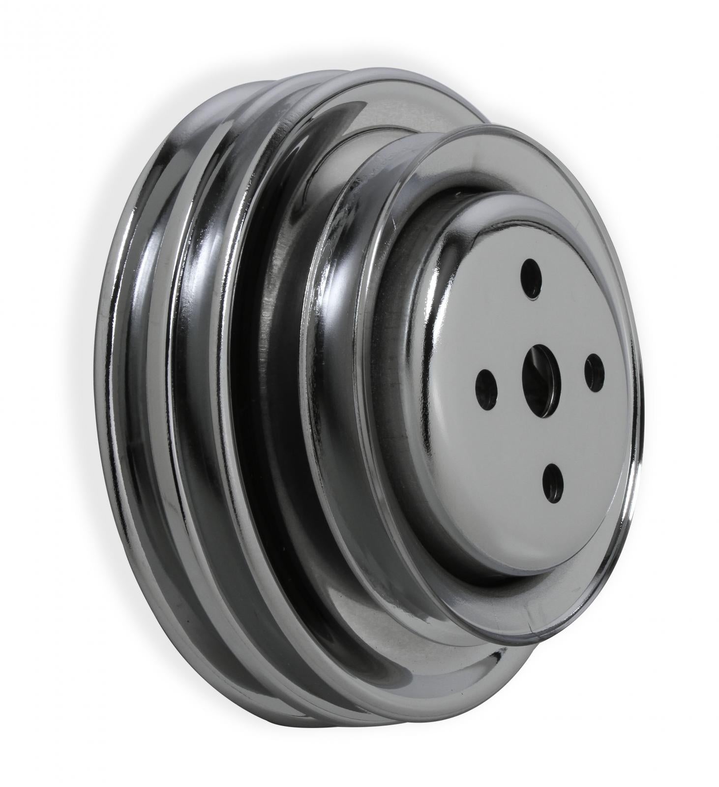 Chrome Water Pump Pulley Triple Groove Fits 1966-1969 Ford 289/302/351W with A/C, P/S & Smog Pump Mr Gasket-1