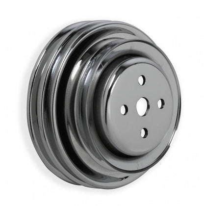Chrome Water Pump Pulley Triple Groove Fits 1966-1969 Ford 289/302/351W with A/C, P/S & Smog Pump Mr Gasket-2