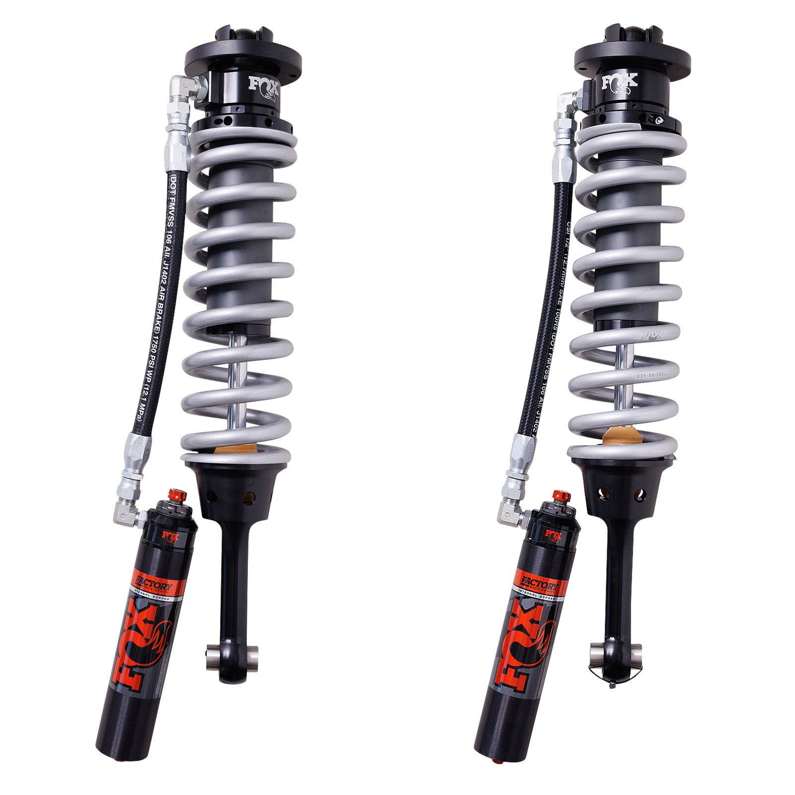 Shock Absorber 10-14 Ford Raptor Front Coilover Internal Bypass 3.0 Series Remote Reservoir 7.6 Inch 0-2 Inch Lift Cerakote Dual Speed Compression Kit Fox Factory