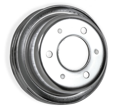 Chrome Crankshaft Pulley Double Groove Fits 1965-1968 Ford 289/302 Mr Gasket-1