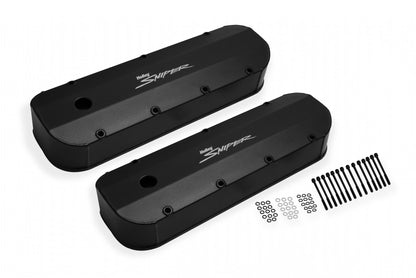 Valve Cover Fabricated Aluminum Bbc Black 1965-2000 Chevrolet Big Block 396-454 1/4 Inch Thick Billet Rail Holley Sniper EFI