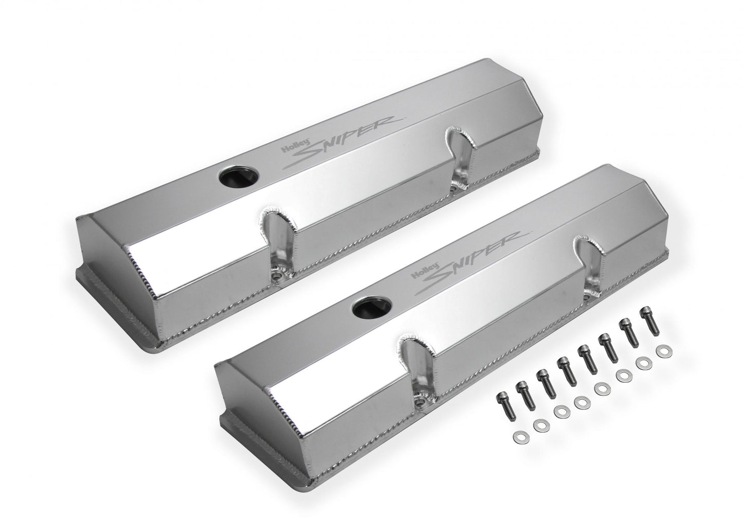 Valve Cover Fabricated Aluminum Sbc Perim Bolt Flat Anodized 1958-1986 Chevrolet Small Block 283-400 Cubic Inch Holley Sniper EFI