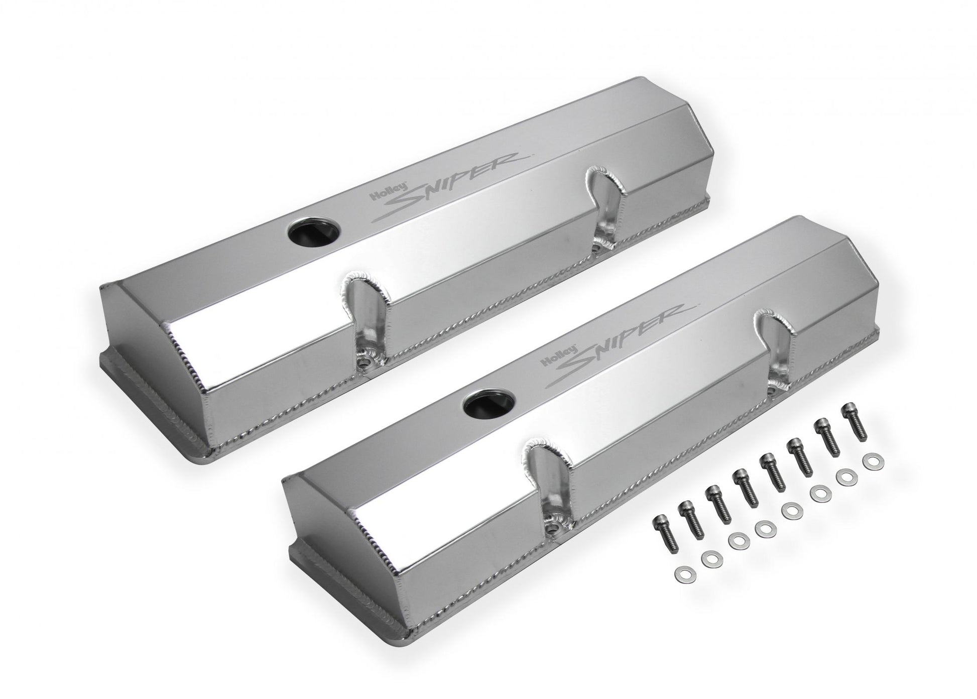 Valve Cover Fabricated Aluminum Sbc Perim Bolt Flat Anodized 1958-1986 Chevrolet Small Block 283-400 Cubic Inch Holley Sniper EFI