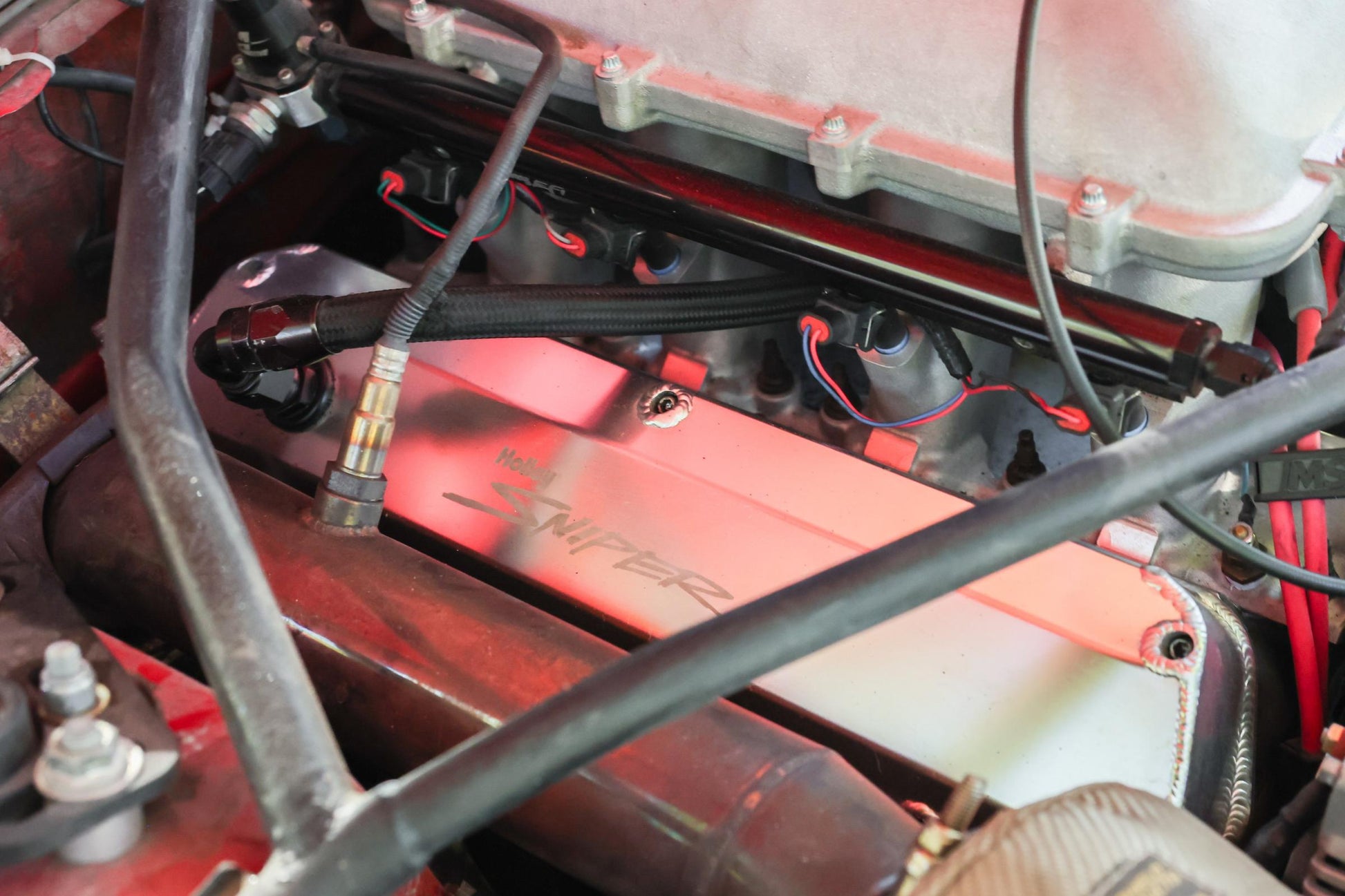 Valve Cover Fabricated Aluminum Ford Small Block Natural Anodized 1962-85 Ford Windsor Small Block 260-351 Cubic Inch 1/4 Inch Thick Billet Rail Holley Sniper EFI-6