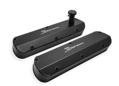 Valve Cover Fabricated Aluminum Ford Small Block Tall Black 1962-85 Ford Windsor Small Block 260-351 Cubic Inch Long Bolt Holley Sniper EFI-2