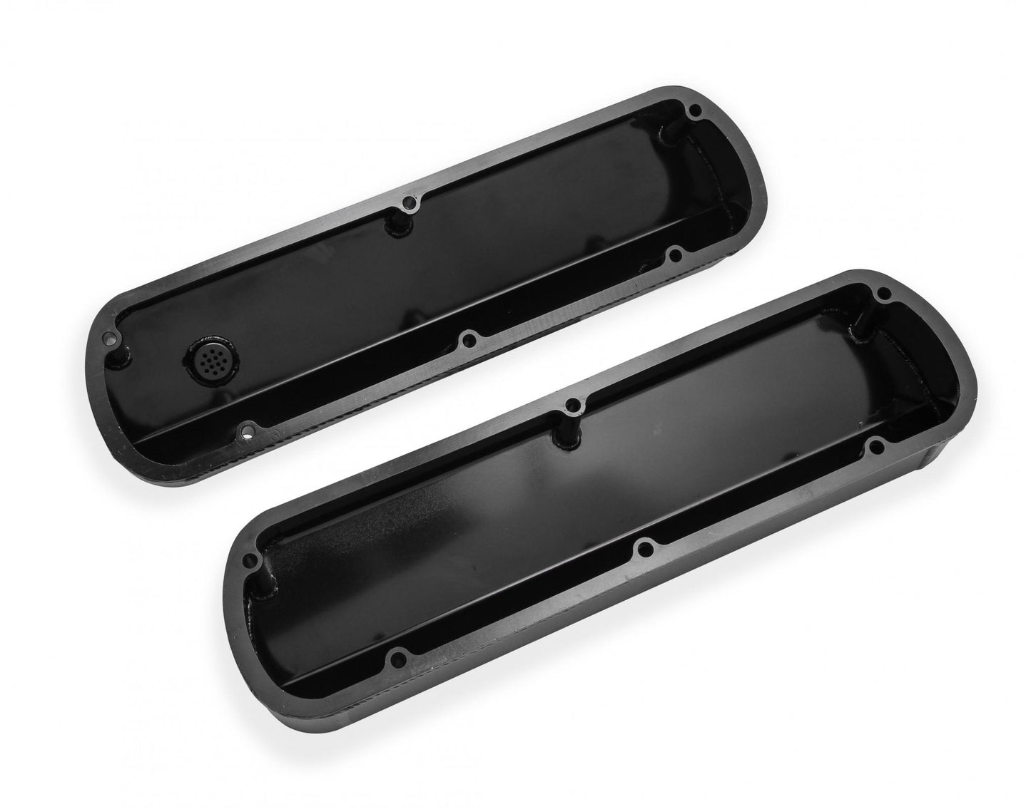 Valve Cover Fabricated Aluminum Ford Small Block Tall Black 1962-85 Ford Windsor Small Block 260-351 Cubic Inch Long Bolt Holley Sniper EFI-3