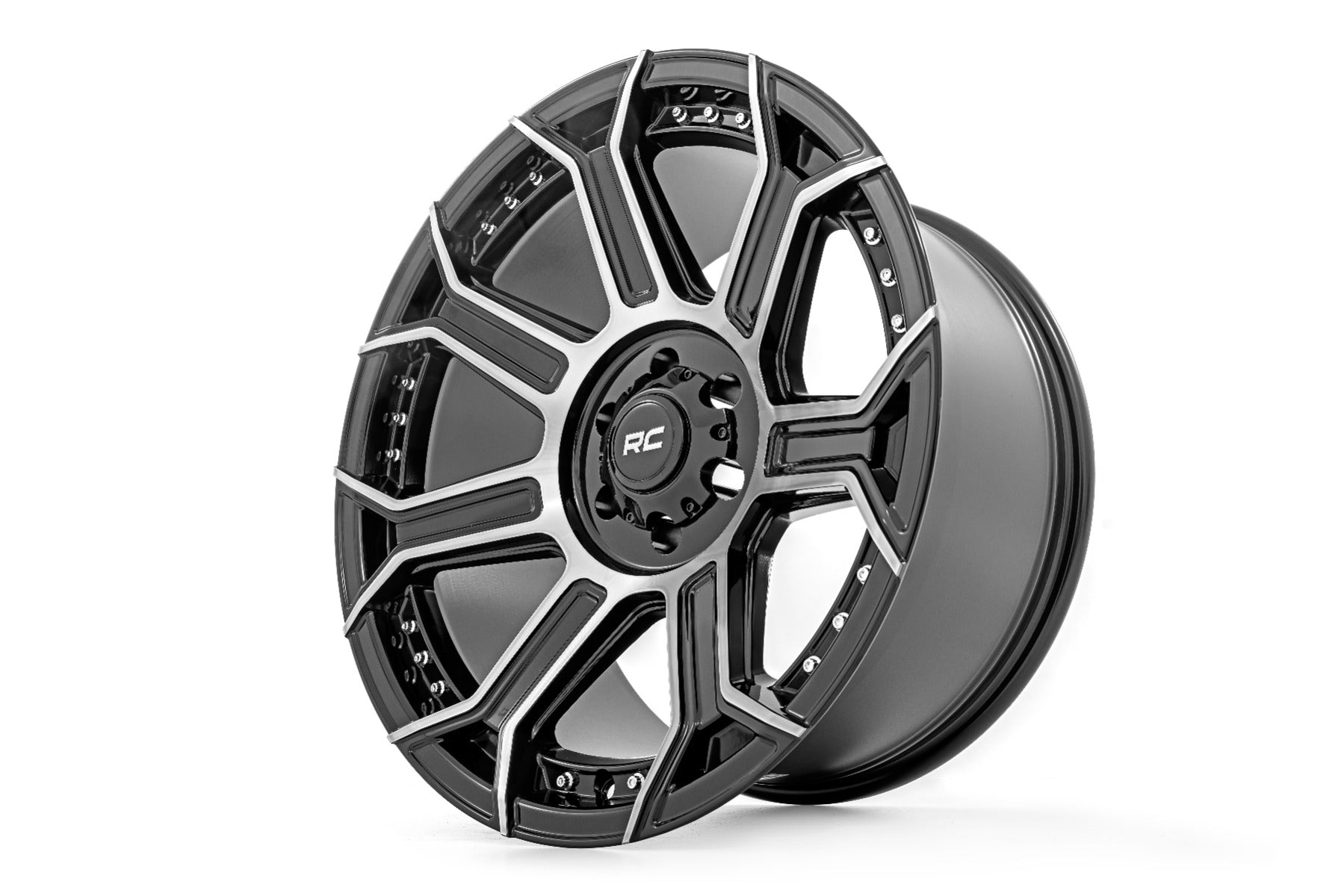 Rough Country 89 Series Wheel One-Piece Black Machined Gun Metal 20x10 8x180 -19mm Rough Country