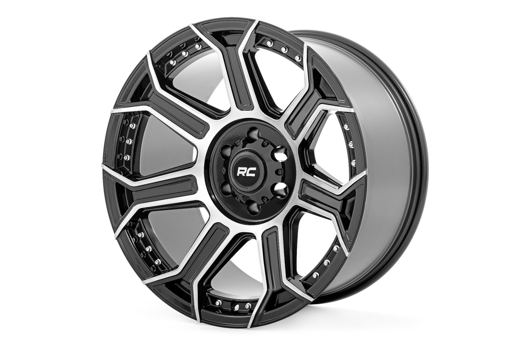 Rough Country 89 Series Wheel One-Piece Black Machined Gun Metal 20x10 8x170 -19mm Rough Country
