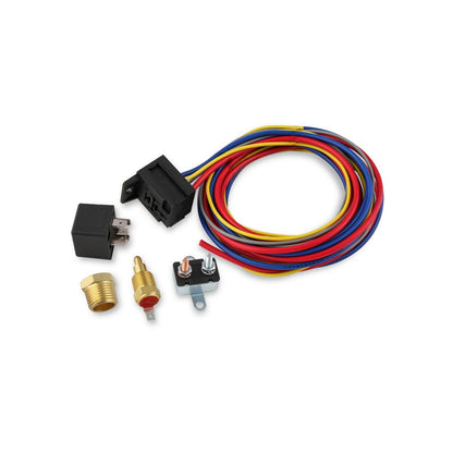 Electric Fan Harn./Relay Kit 195 Deg-30A Temperature Controlled Cooling Fan Harness & Relay Kit W/ 195 Degree Temperature Switch. 30 Amp Relay And Circuit Breaker MSD Ignition