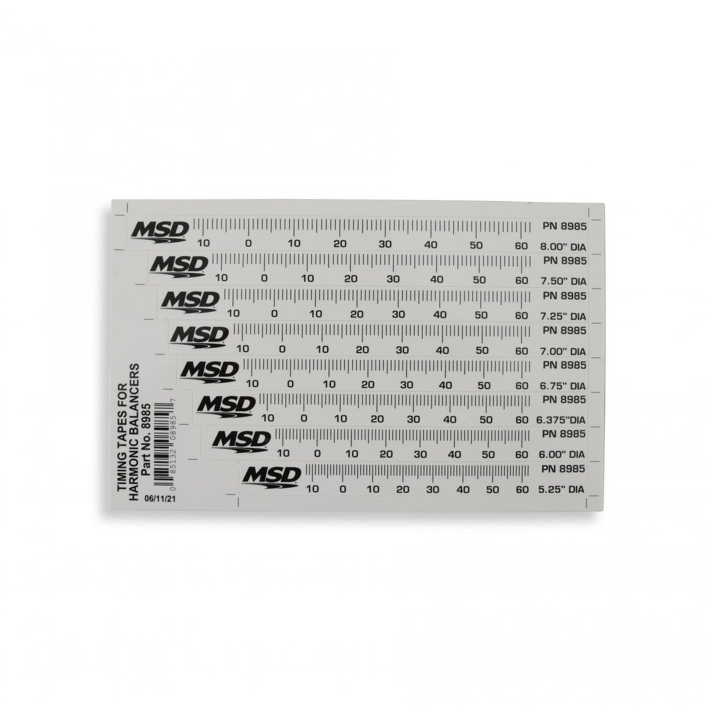 Timing Tape Harmonic Balancer 5.25 Inch To 8.00 Set Of 8 Multiple Sizes 1 Degree Increments From 14 Degrees Atdc 64 Degrees Btdc MSD Ignition