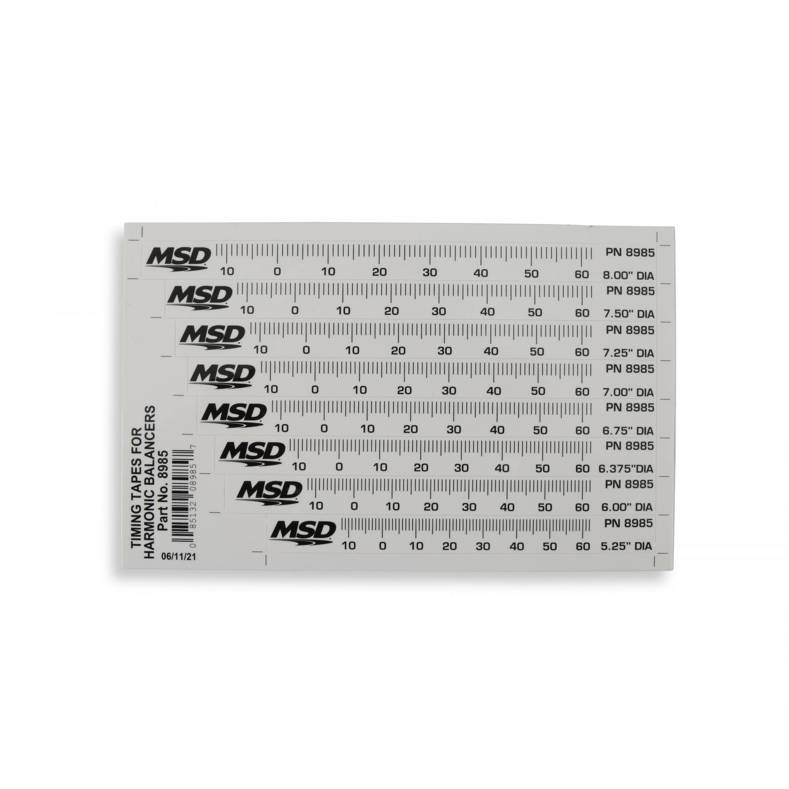Timing Tape Harmonic Balancer 5.25 Inch To 8.00 Set Of 8 Multiple Sizes 1 Degree Increments From 14 Degrees Atdc 64 Degrees Btdc MSD Ignition