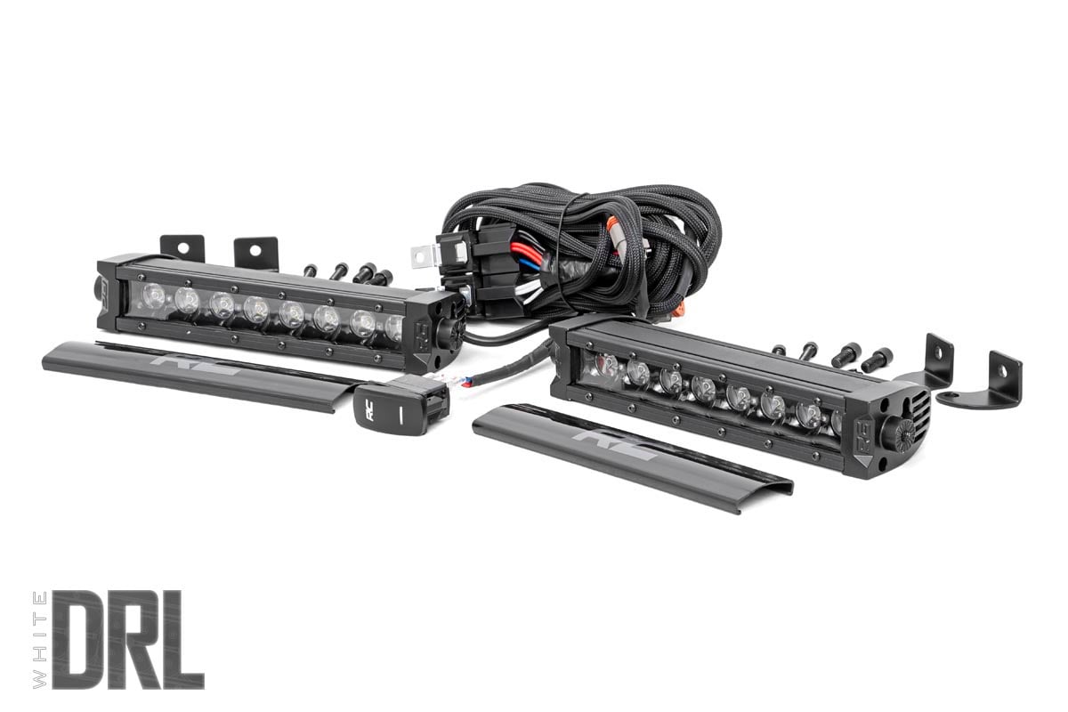 8 Inch Black Series LED Light Bar | Single Row | Cool White DRL | Pair Rough Country