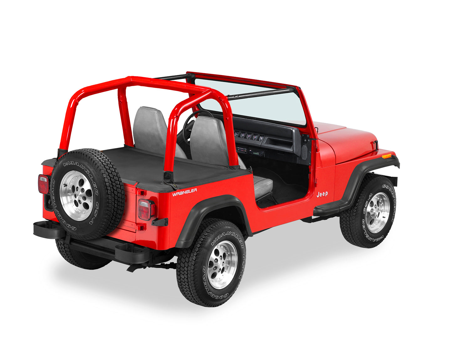 Cargo Deck Covers For Jeep 1987-1991 Wrangler YJ Factory Top No Belt Rail Channels Black Denim Bestop