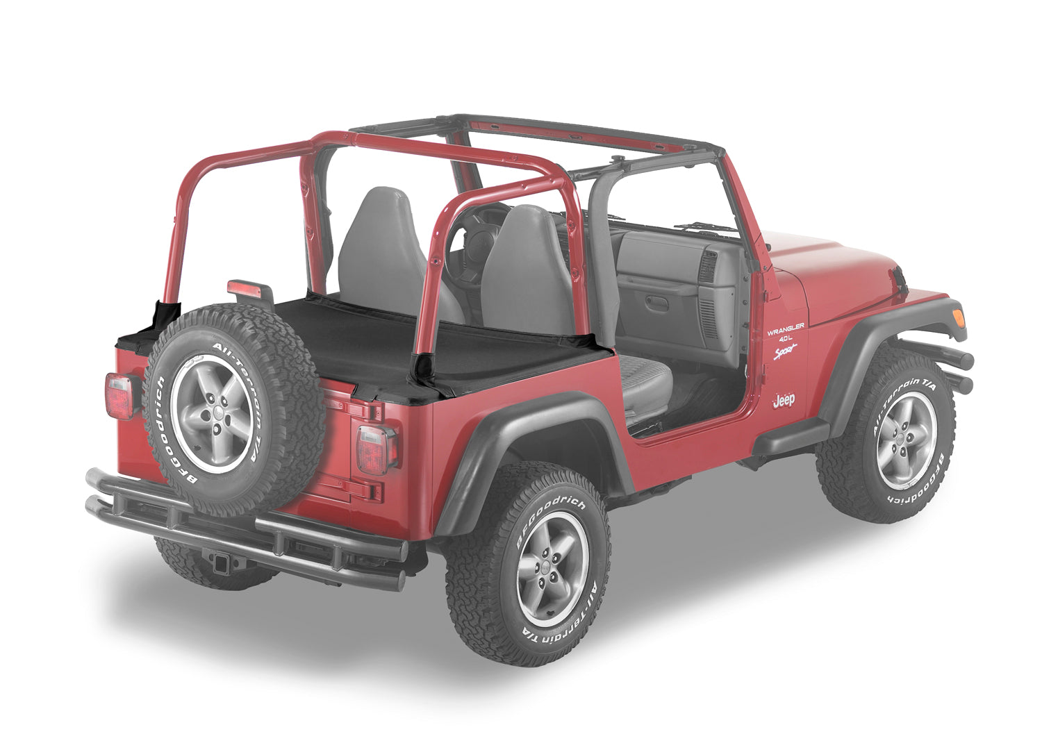 Bestop Cargo Deck Covers For Jeep 1997-2002 Wrangler TJ Standard Supertop Bows Folded Down, No Belt Rail Channels Bestop