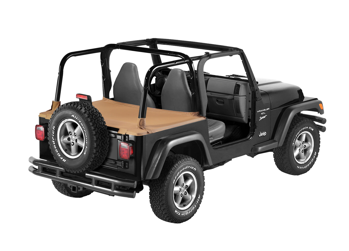Bestop Cargo Deck Covers For Jeep 1997-2002 Wrangler TJ Standard Supertop Bows Folded Down, No Belt Rail Channels Bestop